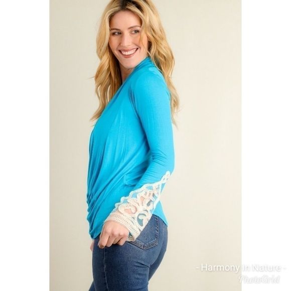 Aqua Draped Blouse  - Picture 3 of 6